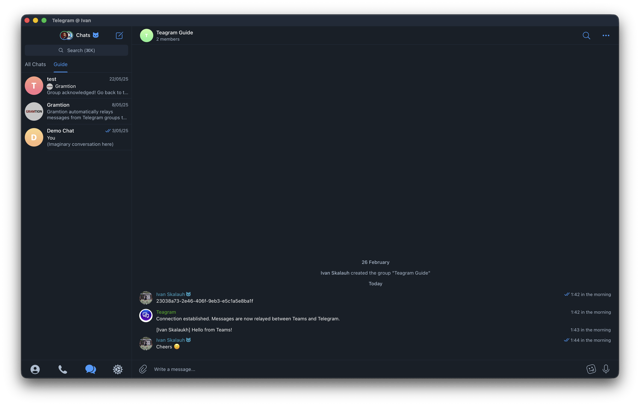 Screenshot: result in Telegram